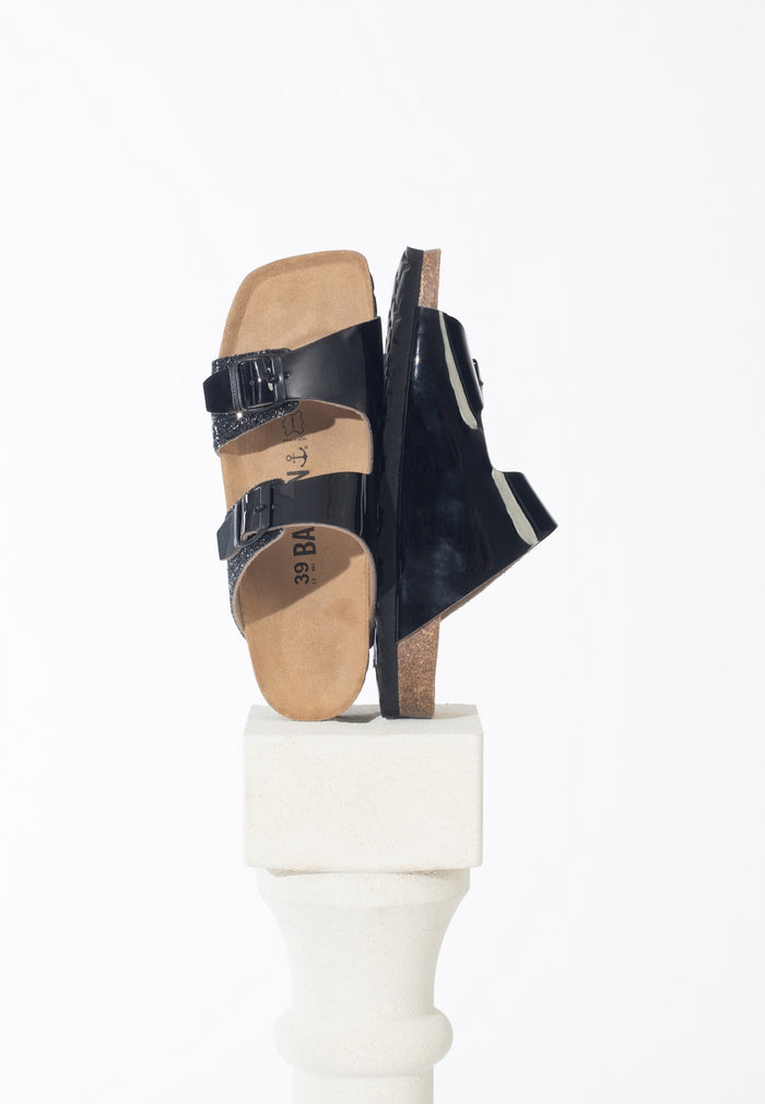 bayton Sandales 2 Brides Ilithyie Noir et paillettes Bayton femme