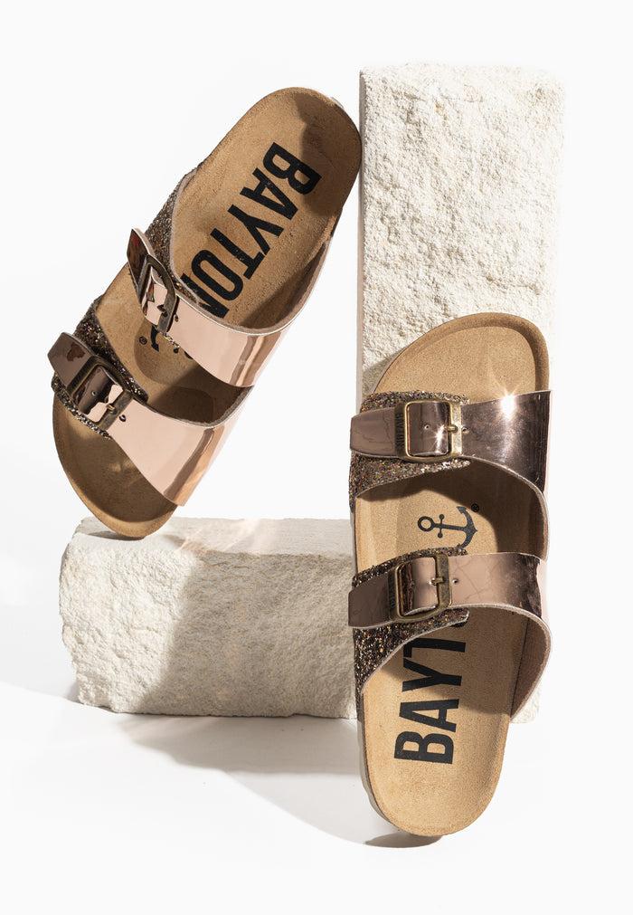 Bayton Sandales 2 Brides Ilithyie Rose Gold Et Paillettes Bayton Femme