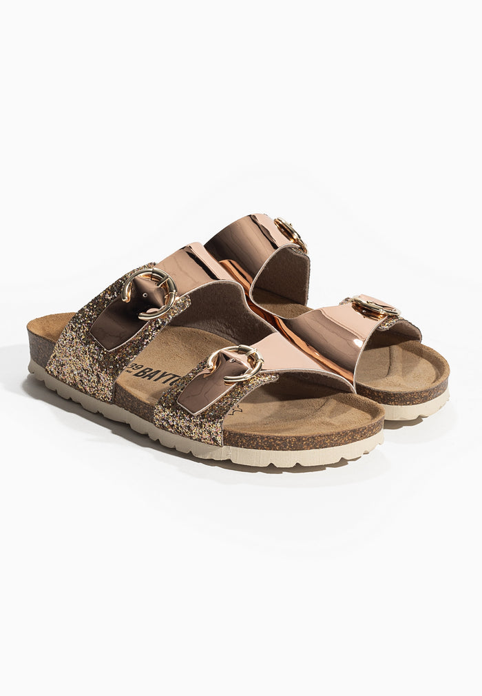 Bayton Sandales 2 Brides Ilithyie Rose Gold Et Paillettes Bayton Femme