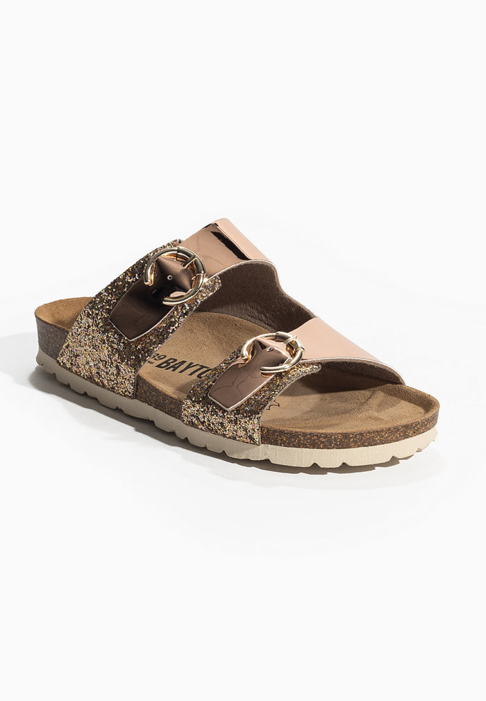 Bayton Sandales 2 Brides Ilithyie Rose Gold Et Paillettes Bayton Femme