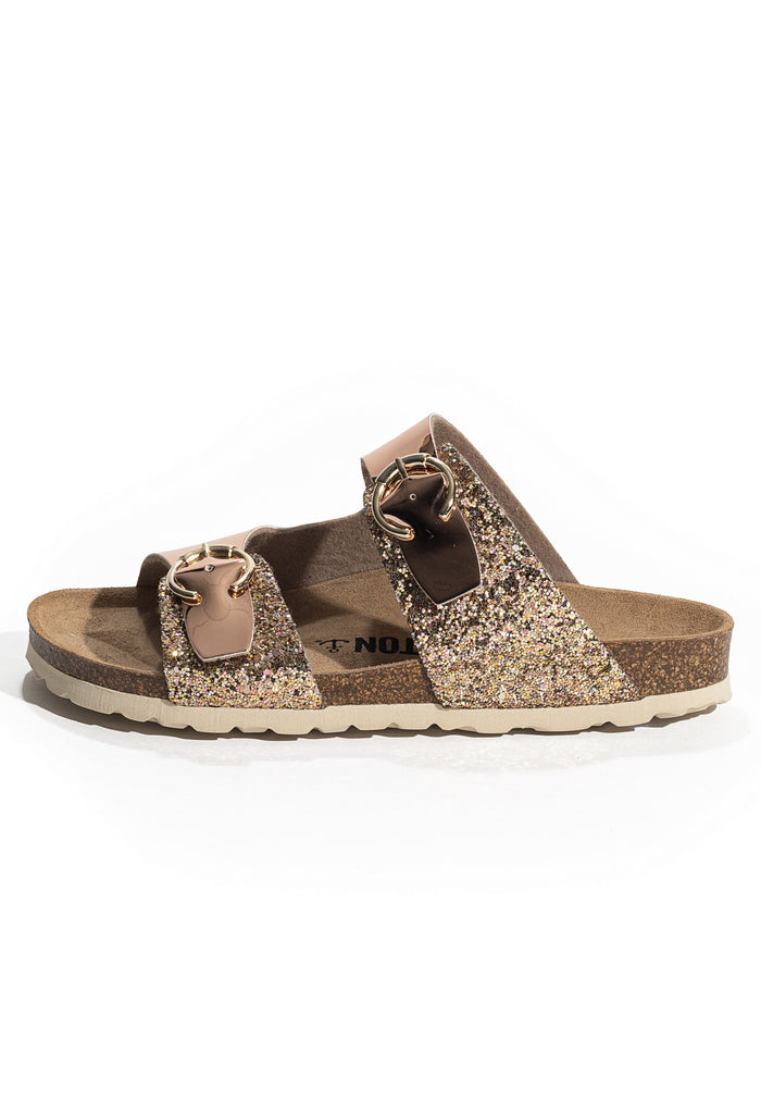 Bayton Sandales 2 Brides Ilithyie Rose Gold Et Paillettes Bayton Femme