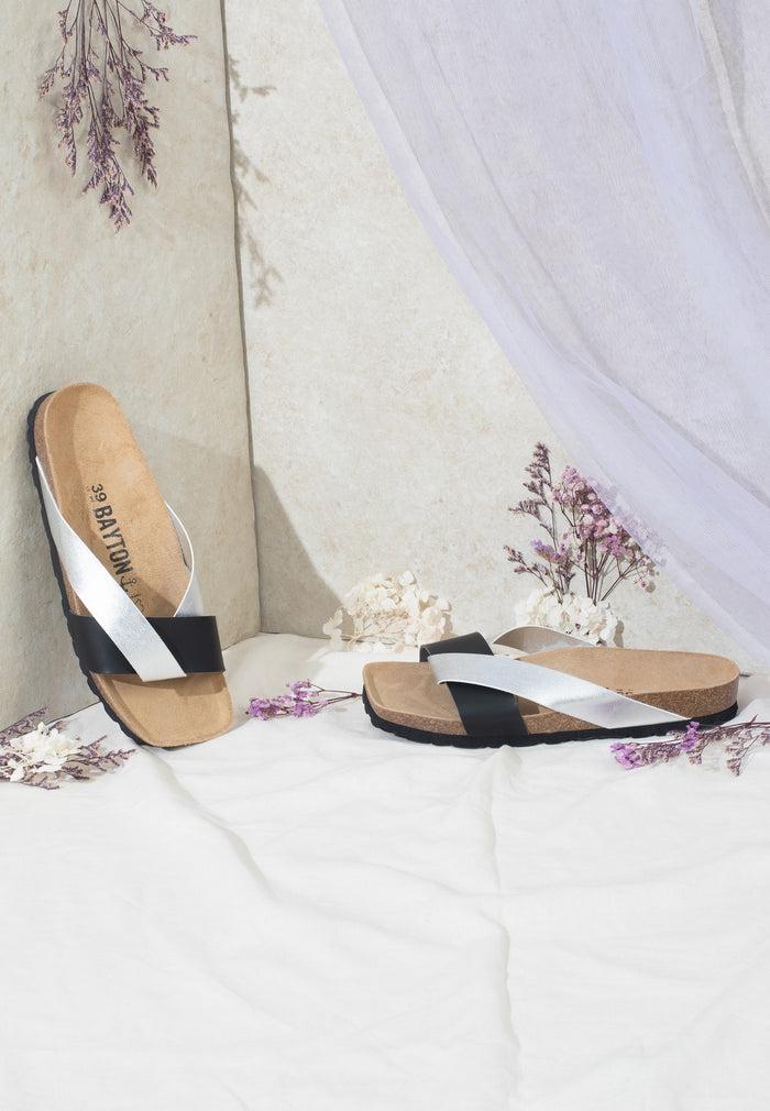 bayton Sandales 2 Brides Mildura Noir et Argenté Bayton femme