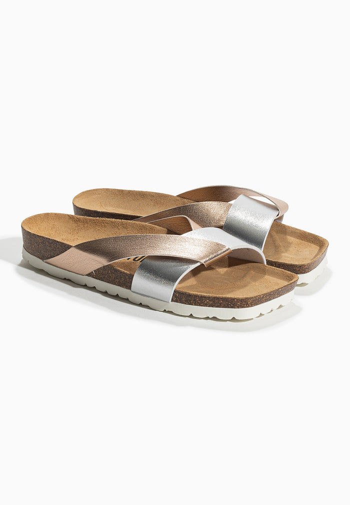 Bayton Sandales 2 Brides Mildura Rose Gold Et Argent Bayton Femme