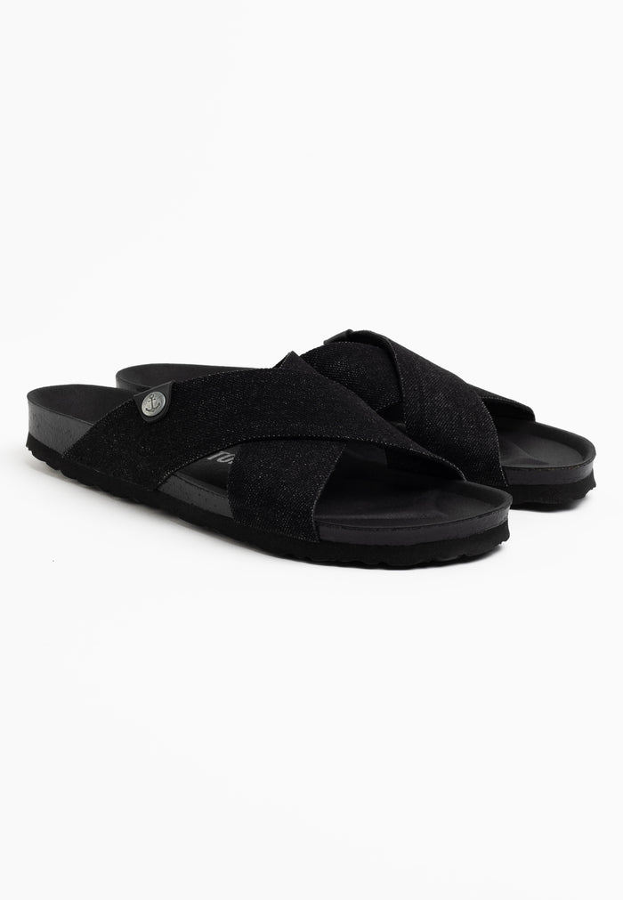 bayton Sandales 2 Brides Saxo Noir Denim Bayton Homme