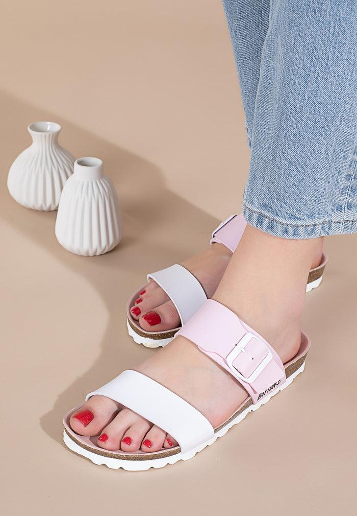 bayton Sandales 2 Brides Valence Blanc Et Rose Pâle Bayton femme