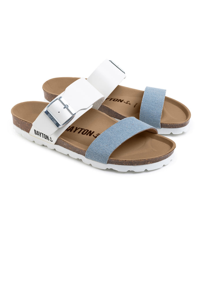 Bayton Sandales 2 Brides Valence Bleu Ciel Denim Et Blanc Bayton Femme
