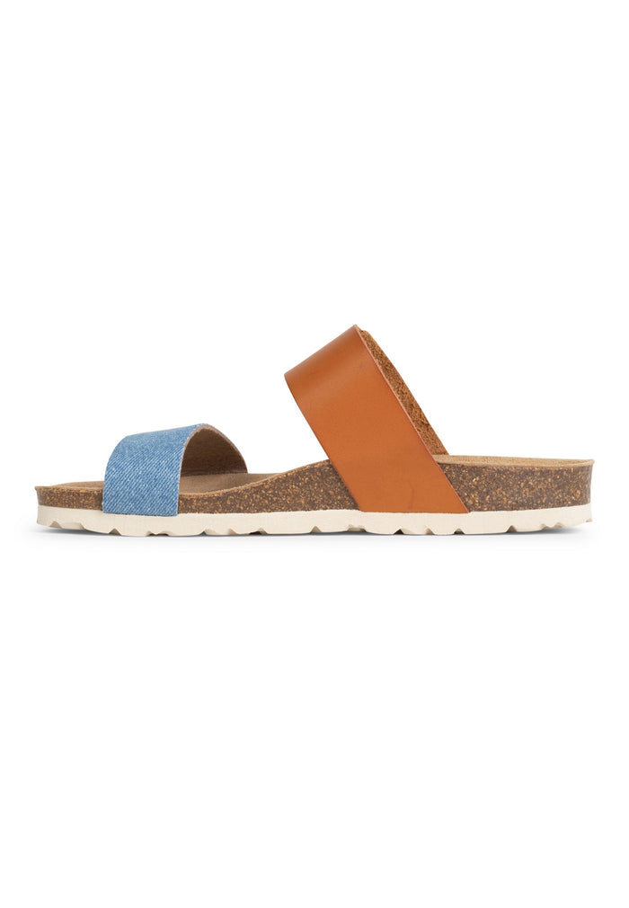 Bayton Sandales 2 Brides Valence Bleu Clair Denim Et Camel Bayton Femme