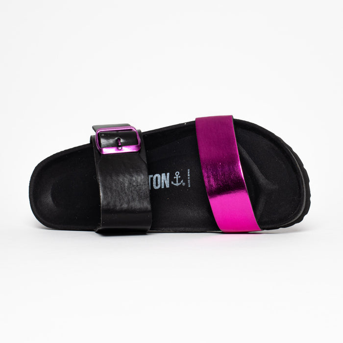 Bayton Sandales 2 Brides Valence Fuschia Et Noir Bayton Femme