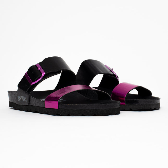 Bayton Sandales 2 Brides Valence Fuschia Et Noir Bayton Femme
