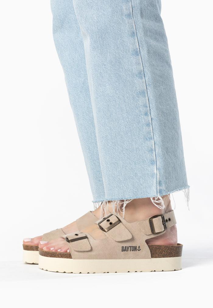 Bayton Sandales Achille Plus Beige à Plateforme Bayton Femme