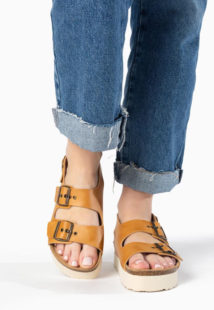Bayton Sandales Achille Plus Camel à Plateforme Bayton Femme