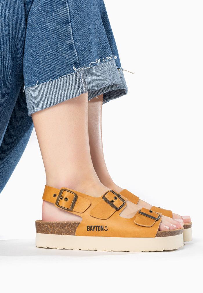 bayton Sandales Achille Plus Camel à Plateforme Bayton femme