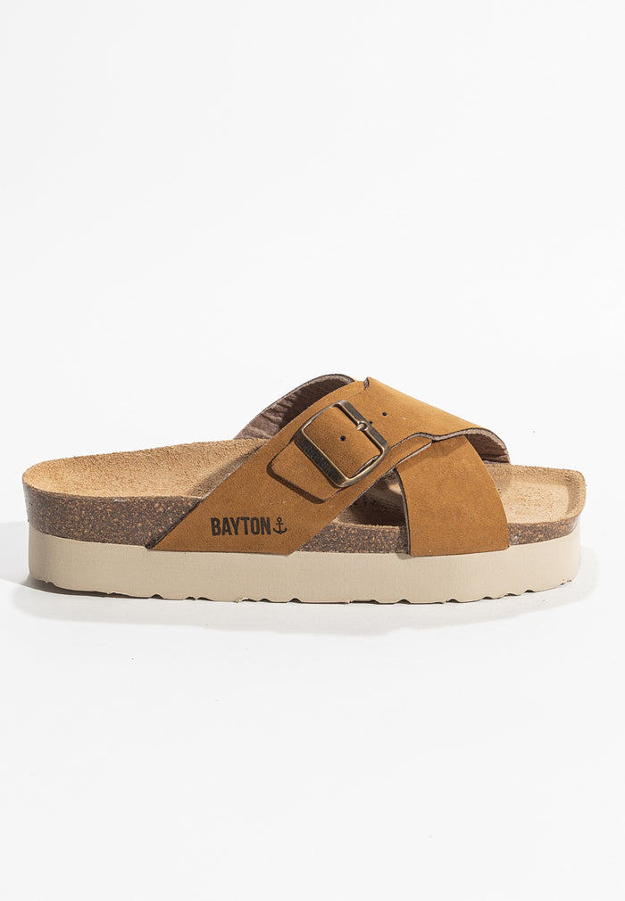 Bayton Sandales Ajax Camel à Plateforme Bayton Femme