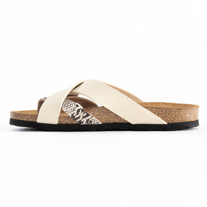 Bayton Sandales Alava Multibrides Beige Et Python à Entre-Doigts Bayton Femme