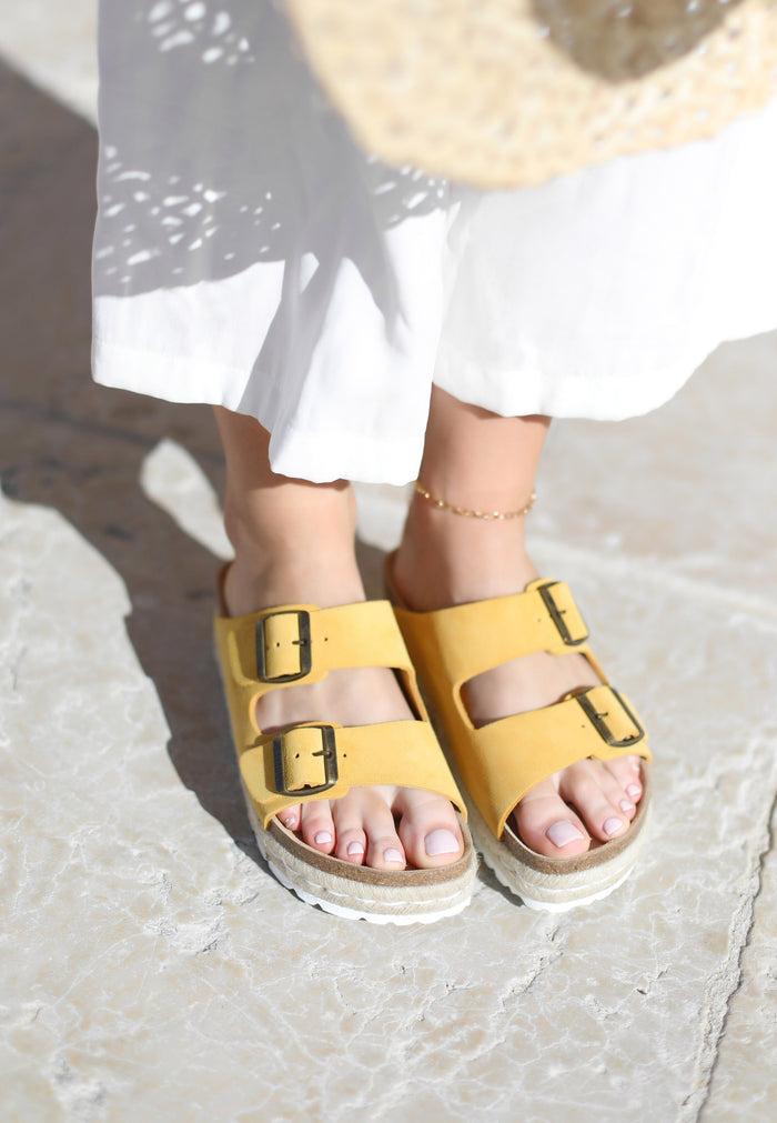 Bayton Sandales Alcee Jaune à Plateforme En Cuir Suédé Bayton Femme