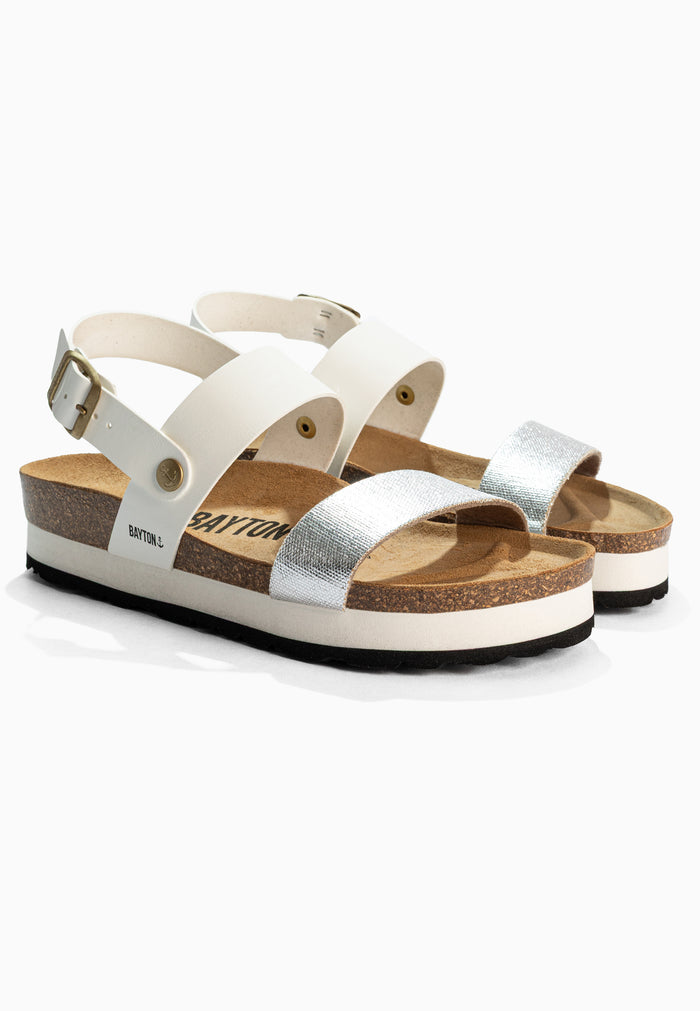 Bayton Sandales Almeria Blanc Et Bleu Marine à Plateforme Bayton Femme