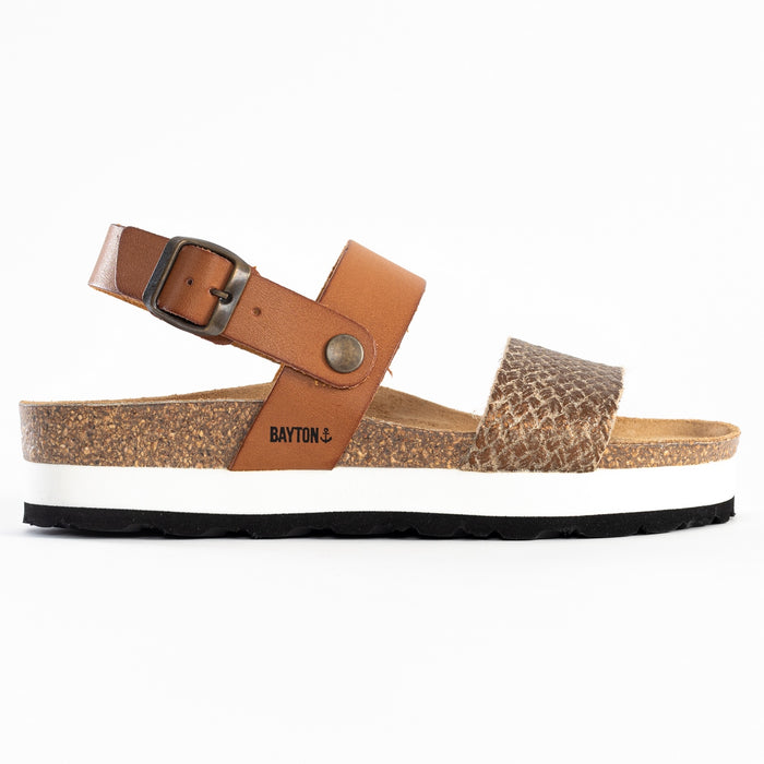 Bayton Sandales Almeria Bronze Et Camel à Plateforme Bayton Femme