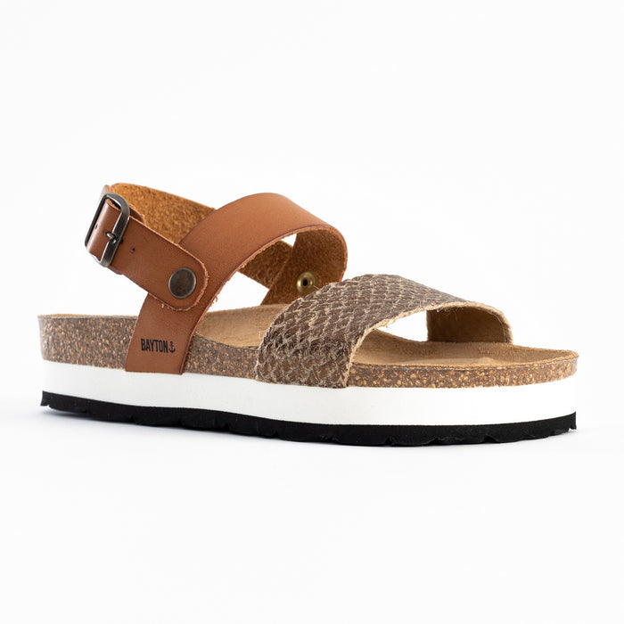 Bayton Sandales Almeria Bronze Et Camel à Plateforme Bayton Femme