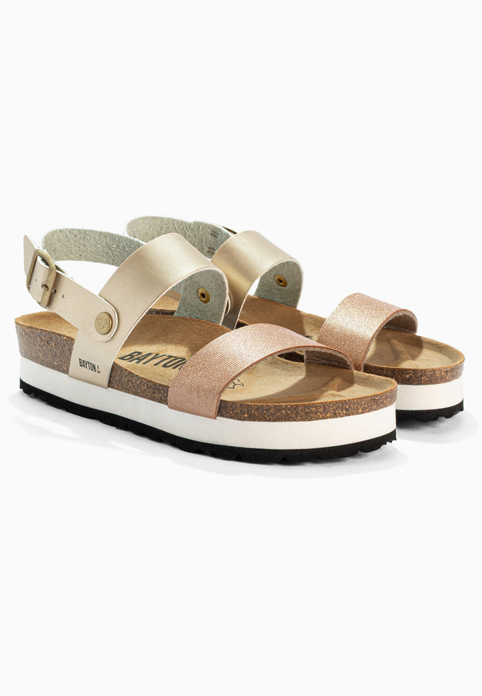 Bayton Sandales Almeria Dorées Clair Et Platinium à Plateforme Bayton Femme