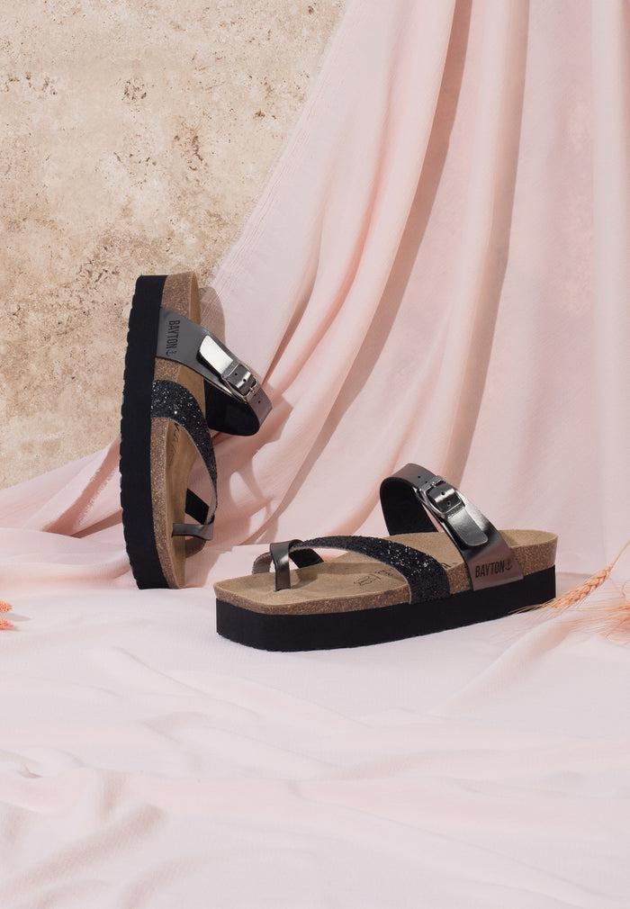bayton Sandales Andromac Argent foncé et paillettes à Plateforme Bayton femme