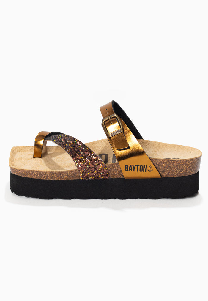Bayton Sandales Andromac Bronze Et Paillettes à Plateforme Bayton Femme