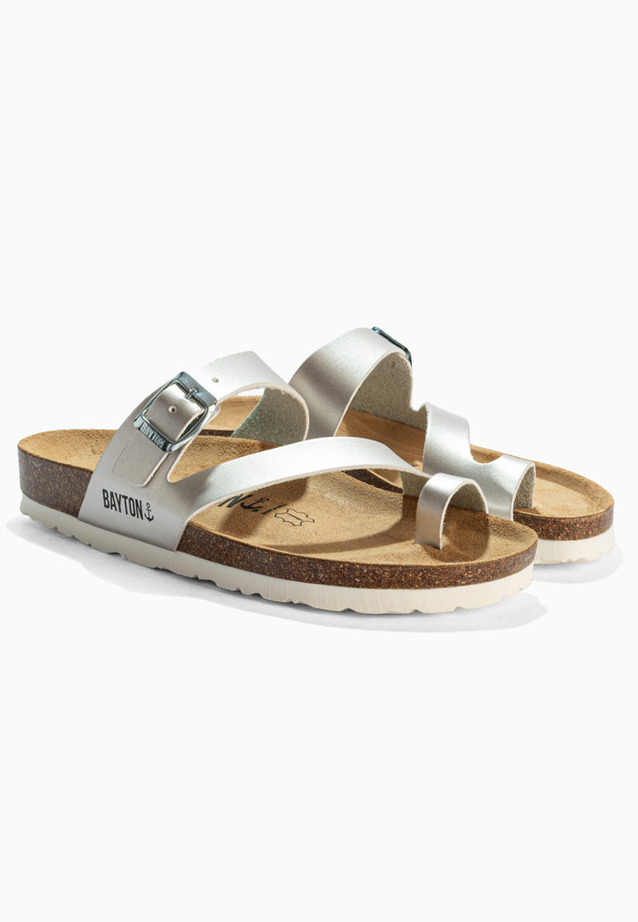 bayton Sandales Biscaye Argentées à Entre-Doigts Bayton Femme