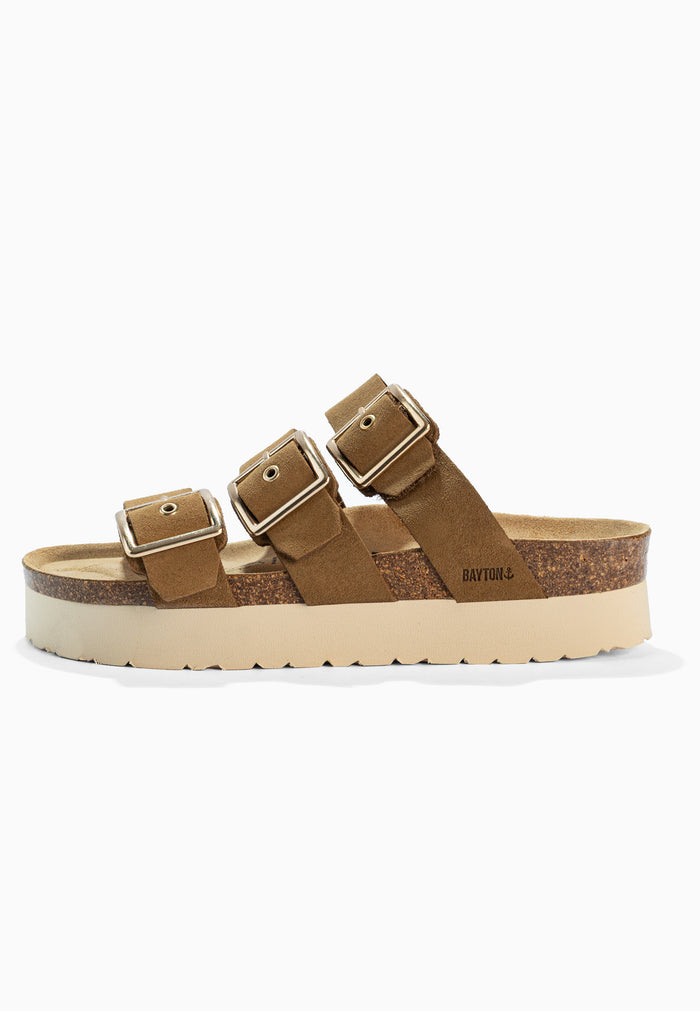 Bayton Sandales Castelo Camel à Plateforme En Cuir Suédé Bayton Femme