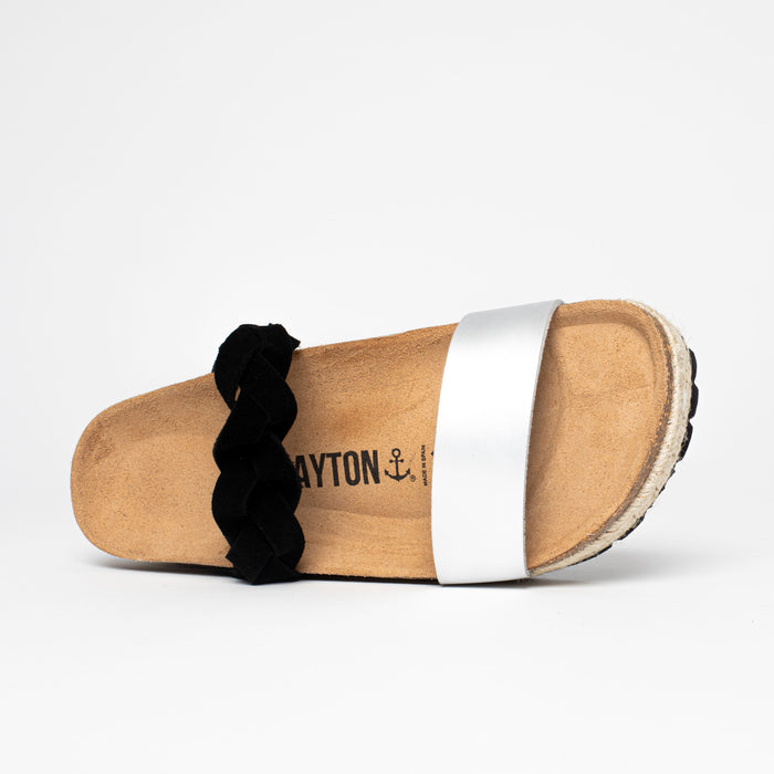 Bayton Sandales Clarence Noir Et Argentées à Plateforme Bayton Femme