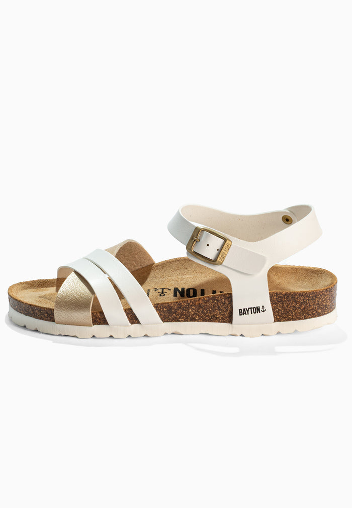 Bayton Sandales Denia Blanc Et Dorées Multi-Brides Bayton Femme