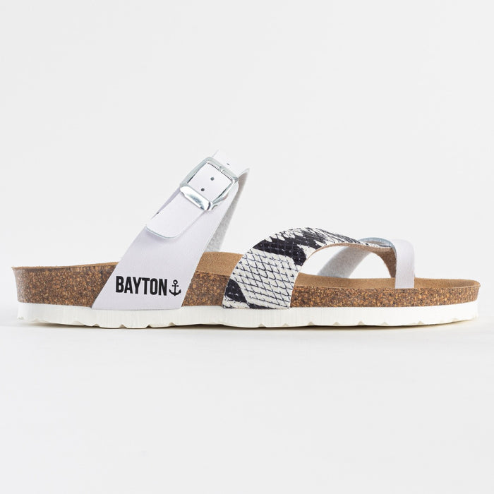 Bayton Sandales Diane Blanc Et Argentées à Entre-Doigts Bayton Femme