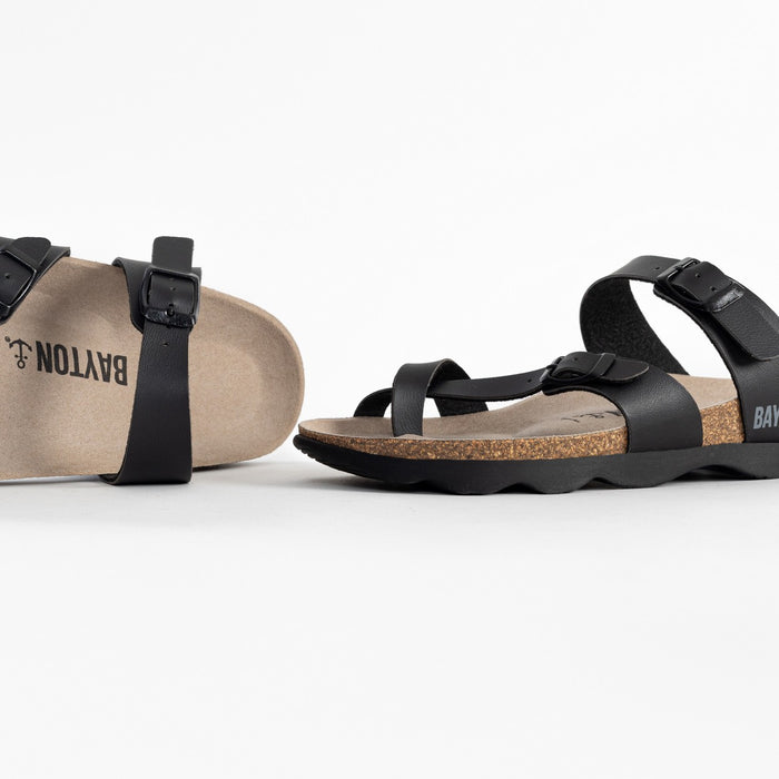 Bayton Sandales Diane Noir à Entre-Doigts Bayton Femme