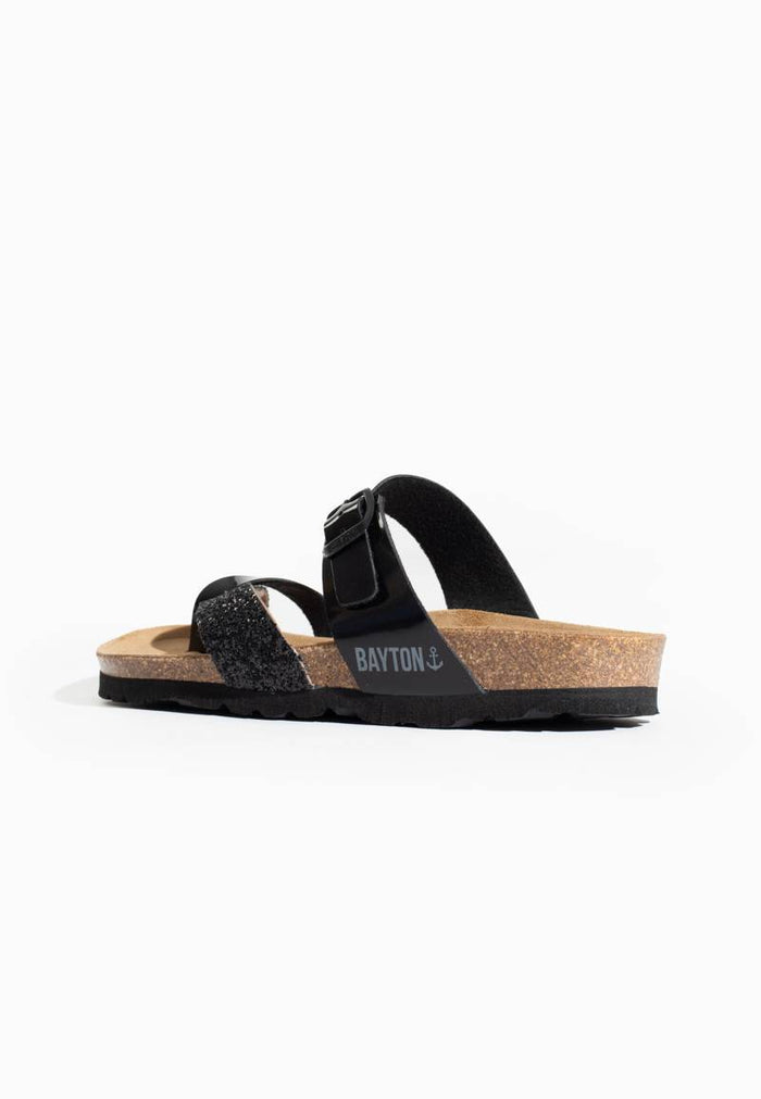 Bayton Sandales Diane Noir à Entre-Doigts Bayton Femme