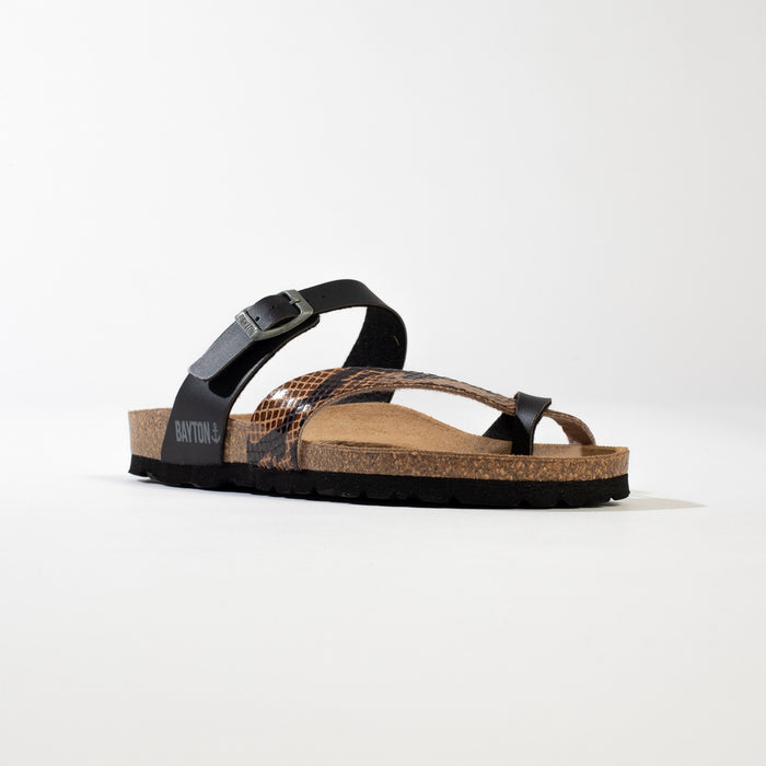 Bayton Sandales Diane Noir Et Marron à Entre-Doigts Bayton Femme