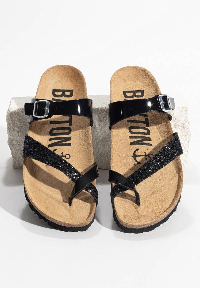 bayton Sandales Diane Noir et paillettes à Entre-Doigts Bayton Femme