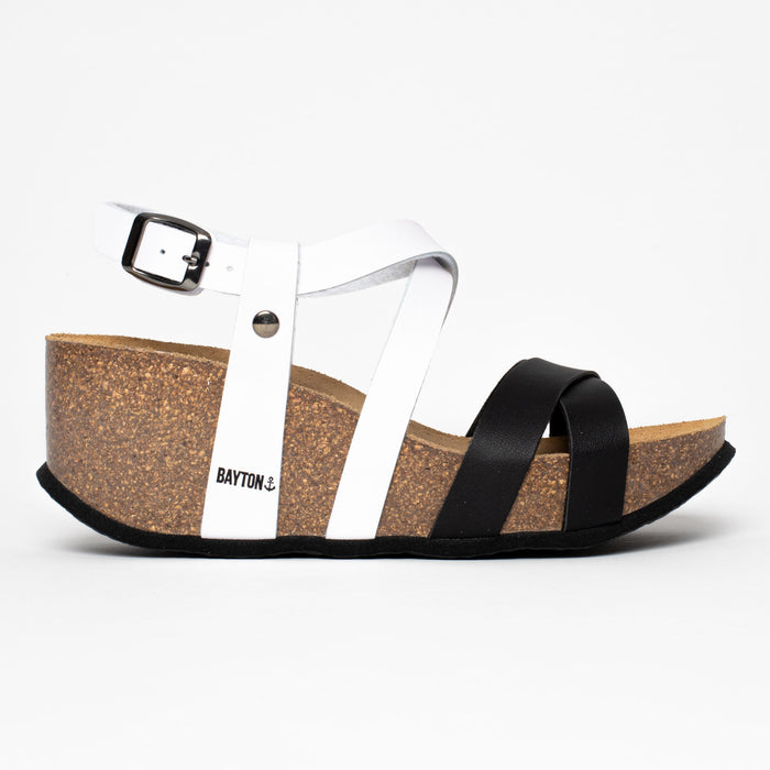 Bayton Sandales Dora Noir Et Blanc Compensées Et Semi-compensées Bayton Femme
