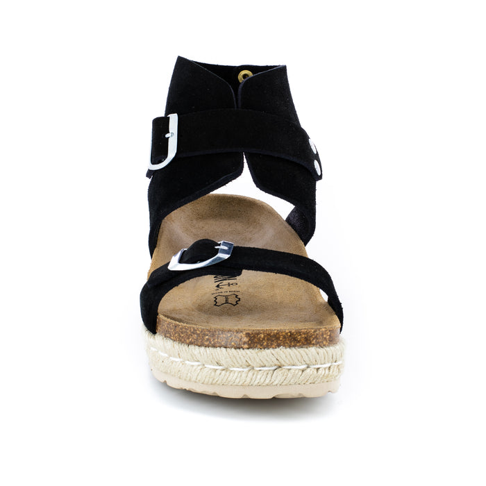 Bayton Sandales Dubbo à Plateforme Noir En Cuir Suédé Multi-Brides Bayton Femme