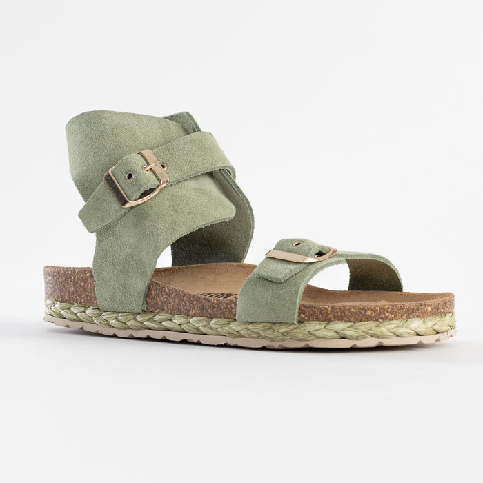 Bayton Sandales Dubbo Vert En Cuir Suédé Multi-Brides Bayton Femme