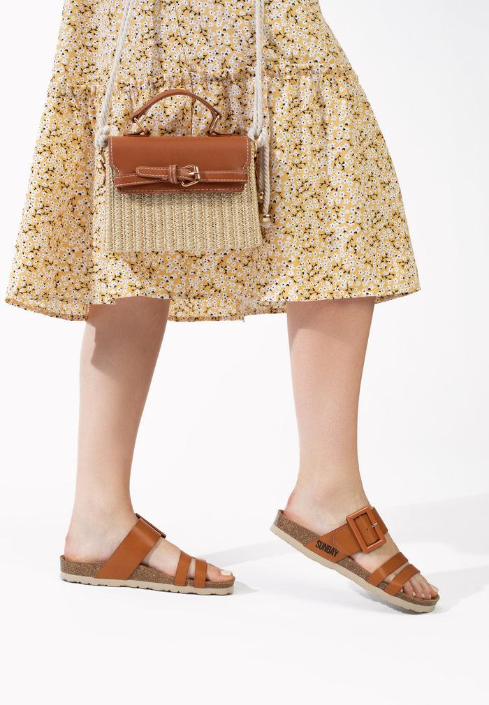 Bayton Sandales Ferrol Tan Multi-Brides Bayton Femme