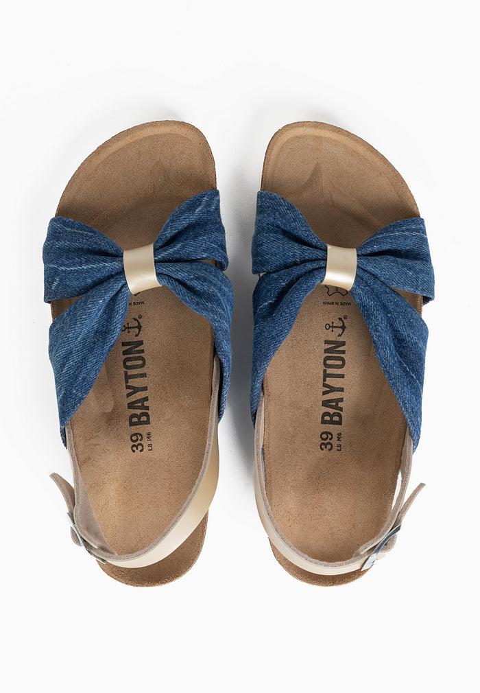 Bayton Sandales Frutti Bleu Denim Et Dorées Clair Multi-Brides Bayton Femme
