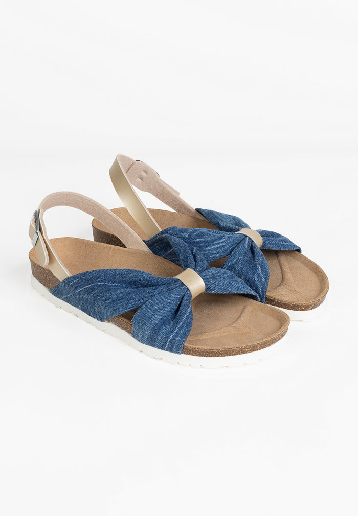 Bayton Sandales Frutti Bleu Denim Et Dorées Clair Multi-Brides Bayton Femme