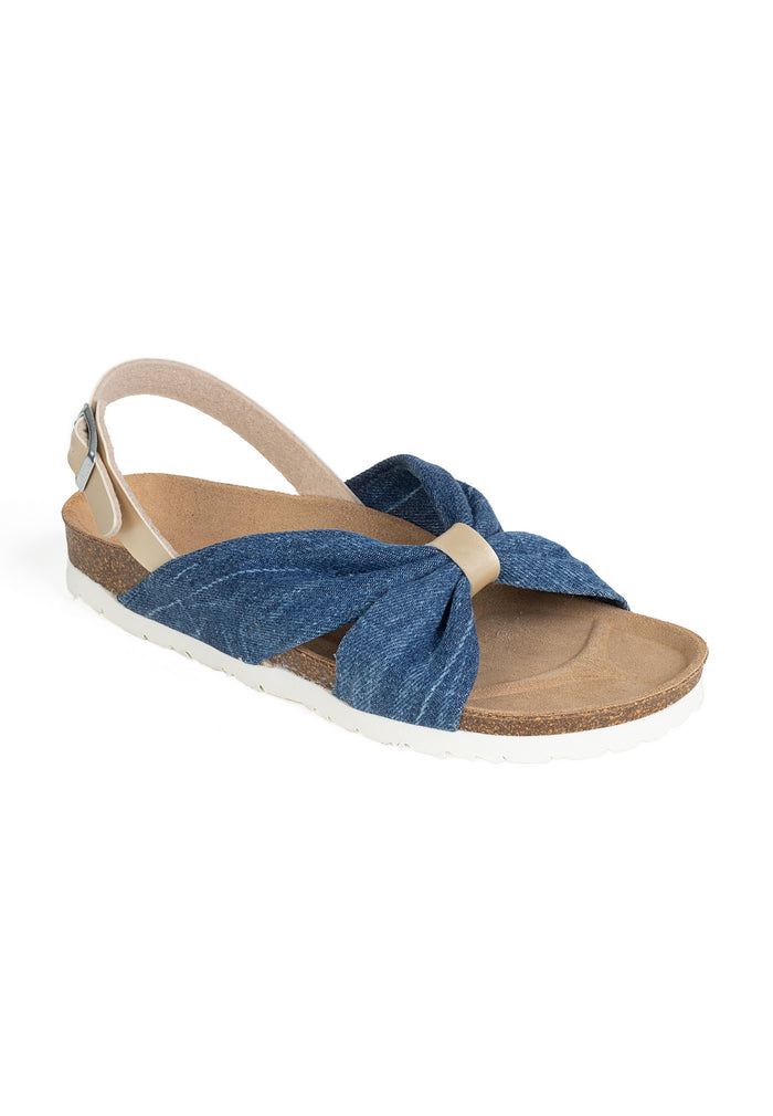 Bayton Sandales Frutti Bleu Denim Et Dorées Clair Multi-Brides Bayton Femme