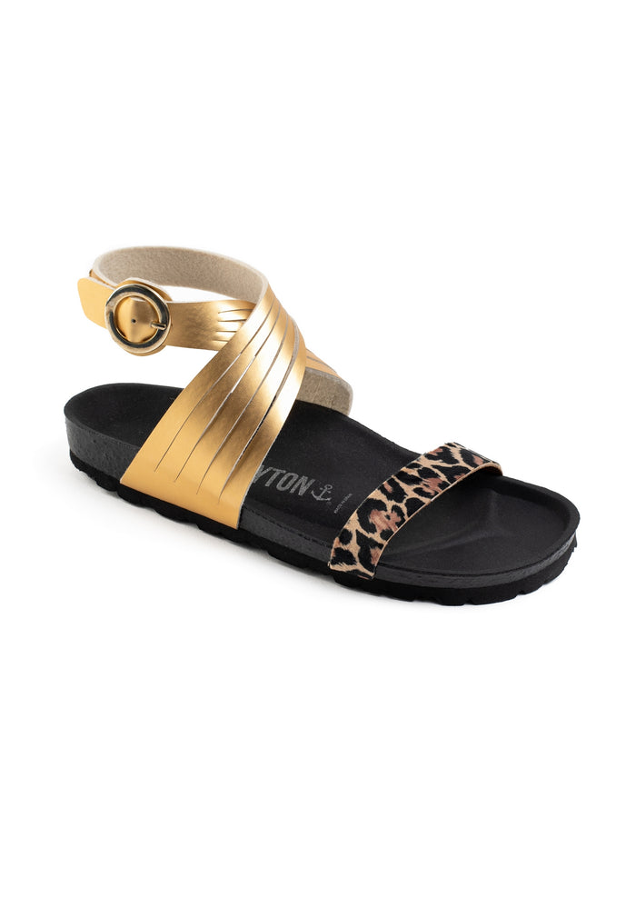Bayton Sandales Garrigue Leopard Et Dorées Multi-Brides Bayton Femme
