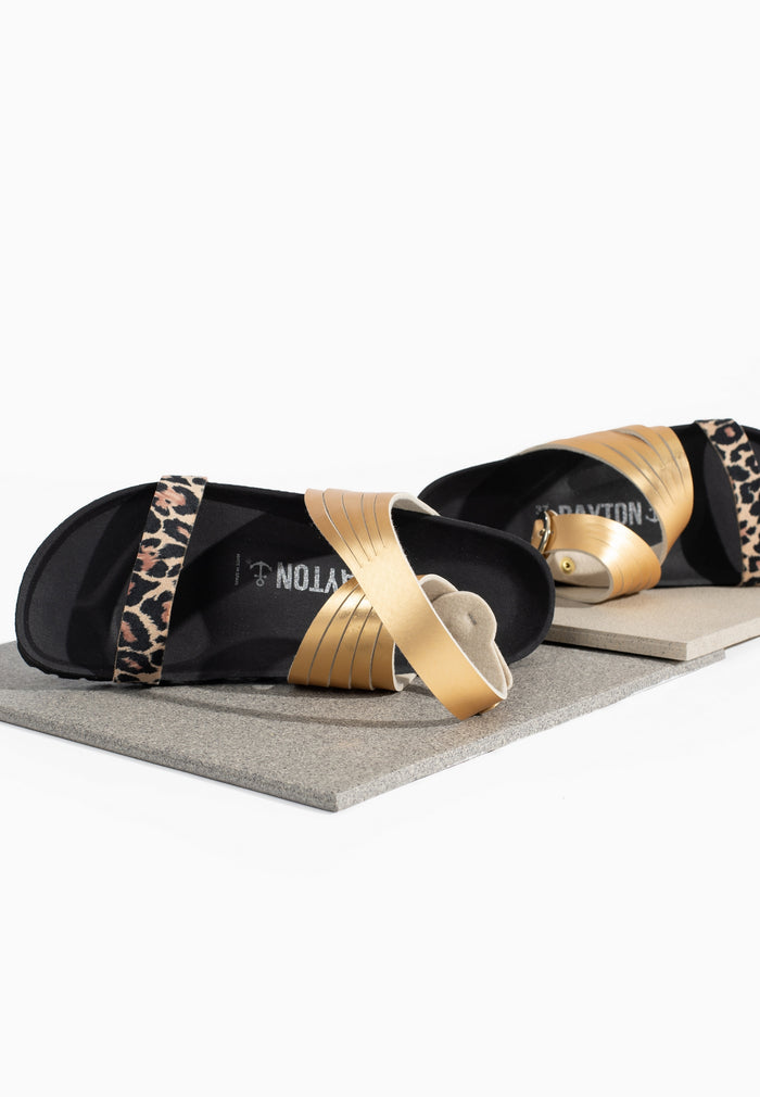 Bayton Sandales Garrigue Leopard Et Dorées Multi-Brides Bayton Femme