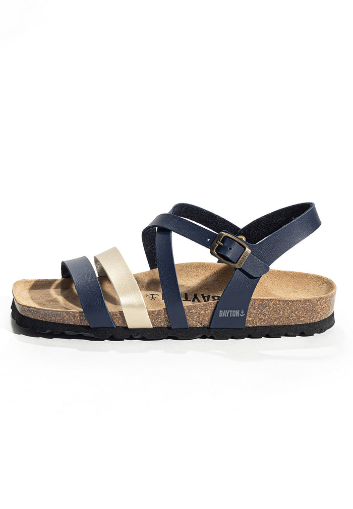 Bayton Sandales Gerone Bleu Marine Et Doré Multi-Brides Bayton Femme