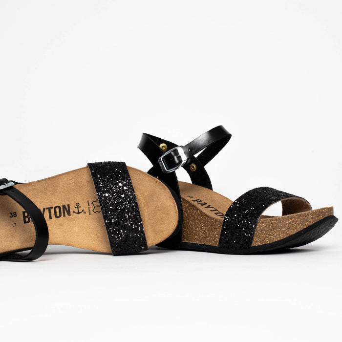 bayton Sandales Hyas Noir Compensées et Semi-compensées Bayton femme