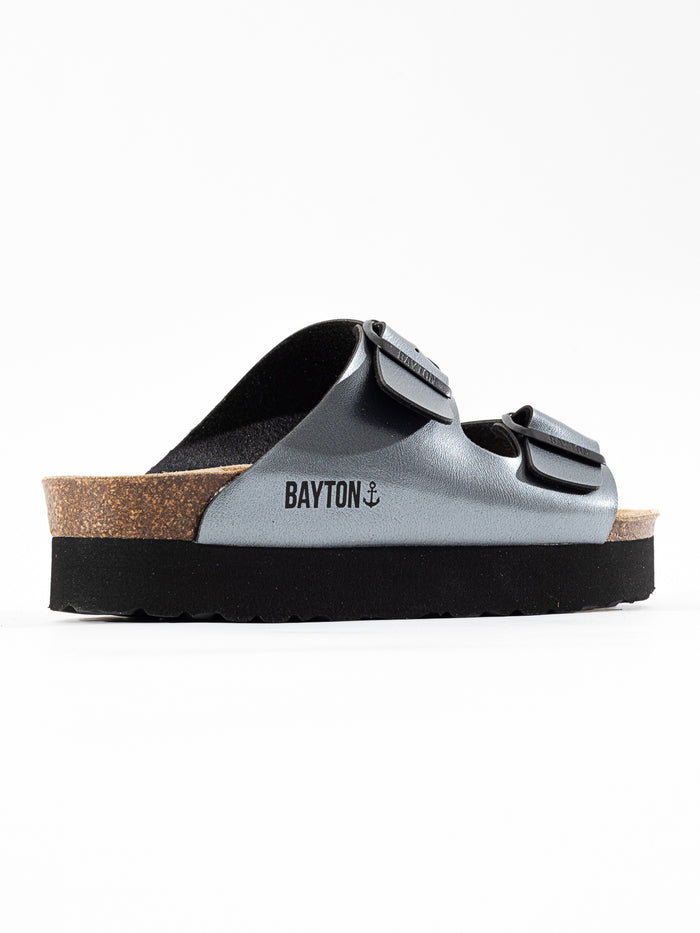 Bayton Sandales Japet Argentées Foncées à Plateforme Bayton Femme
