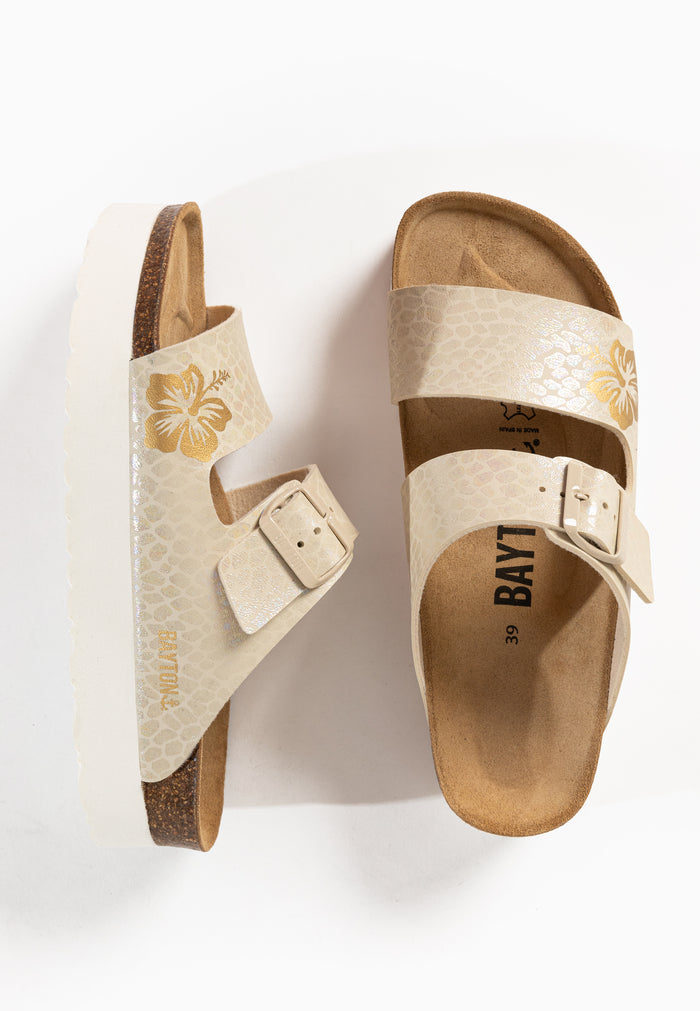 Bayton Sandales Jenn Blanc Et Doré à Plateforme Bayton Femme