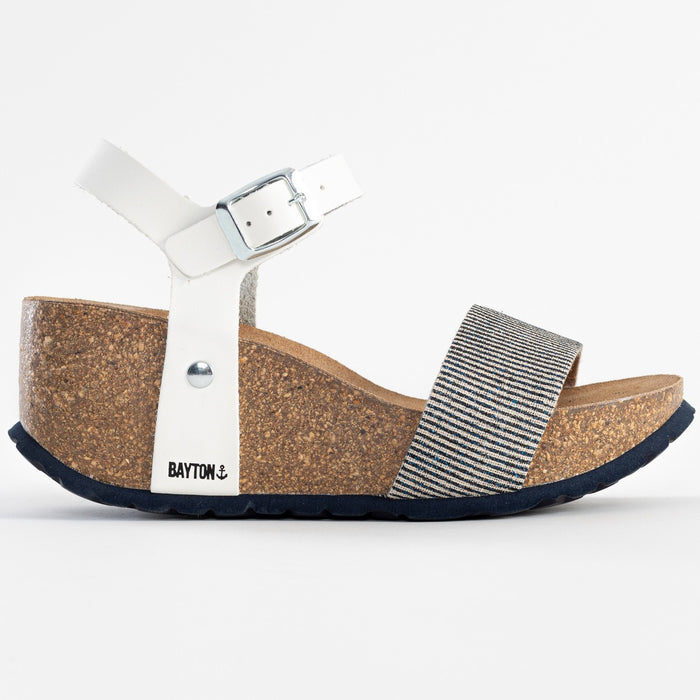 Bayton Sandales Julie Blanc Et Anthracite Compensées Et Semi-compensées Bayton Femme