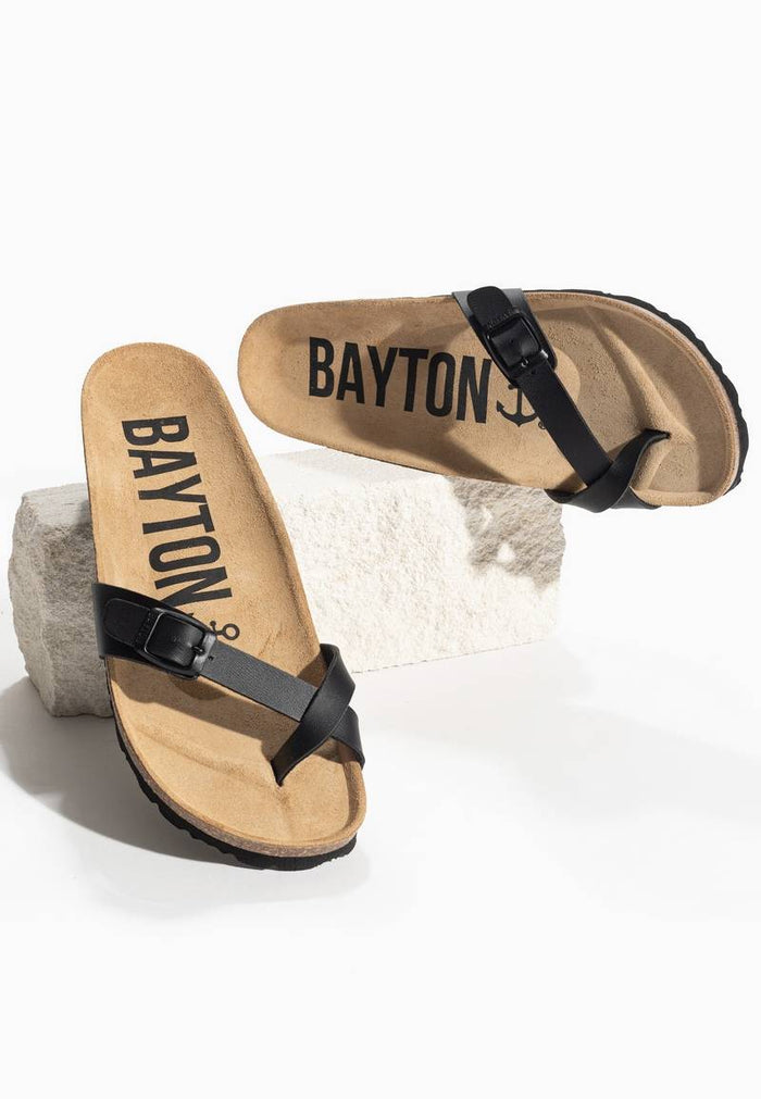 Bayton Sandales Junon Noir à Entre-Doigts Bayton Femme
