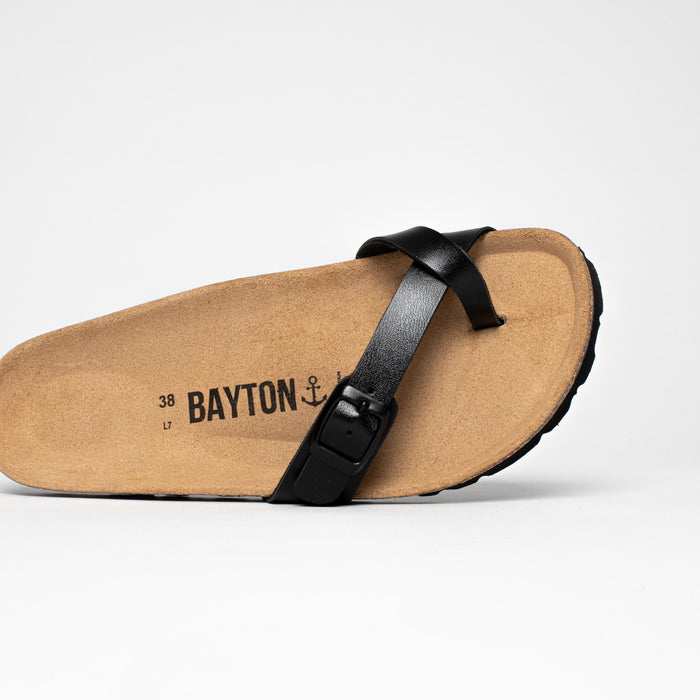 Bayton Sandales Junon Noir à Entre-Doigts Bayton Femme